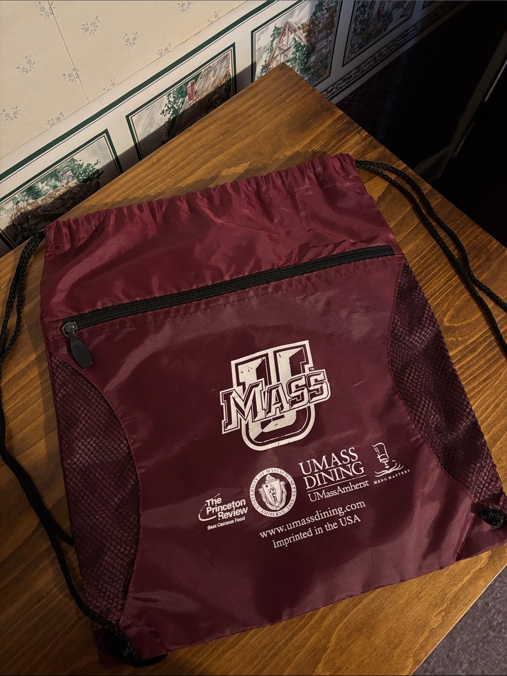 Maroon Drawstring Gym Bag - Dining